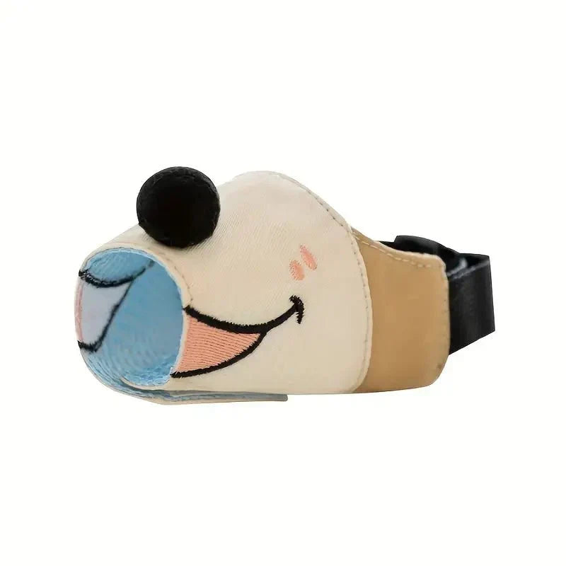 Cartoon Dog Muzzle Adjustable Soft Breathable Pet Muzzle