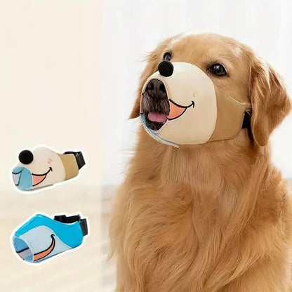 Cartoon Dog Muzzle Adjustable Soft Breathable Pet Muzzle