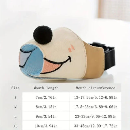 Cartoon Dog Muzzle Adjustable Soft Breathable Pet Muzzle