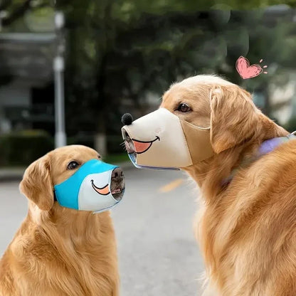 Cartoon Dog Muzzle Adjustable Soft Breathable Pet Muzzle