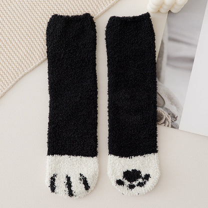 Cat Paw Coral Fleece Socks