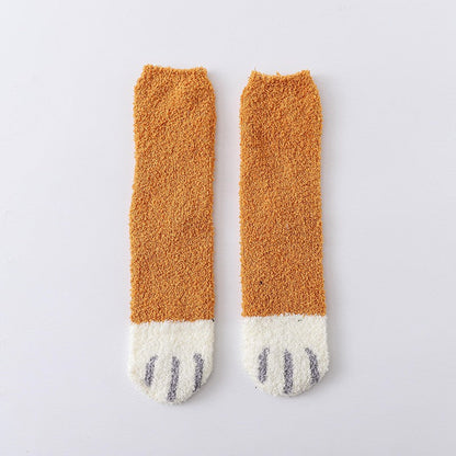 Cat Paw Coral Fleece Socks