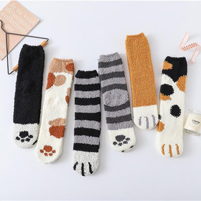 Cat Paw Coral Fleece Socks