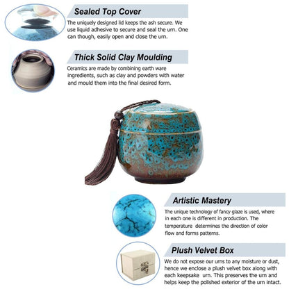 Ceramic Keepsake Urn for Pet Ashes 70ml Memorial Container