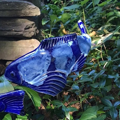 Ceramic Koi Fish Garden Stake Decorative Outdoor Sculpture