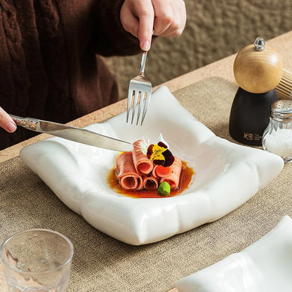 Ceramic Pillow Shaped Serving Plate for Modern Dining