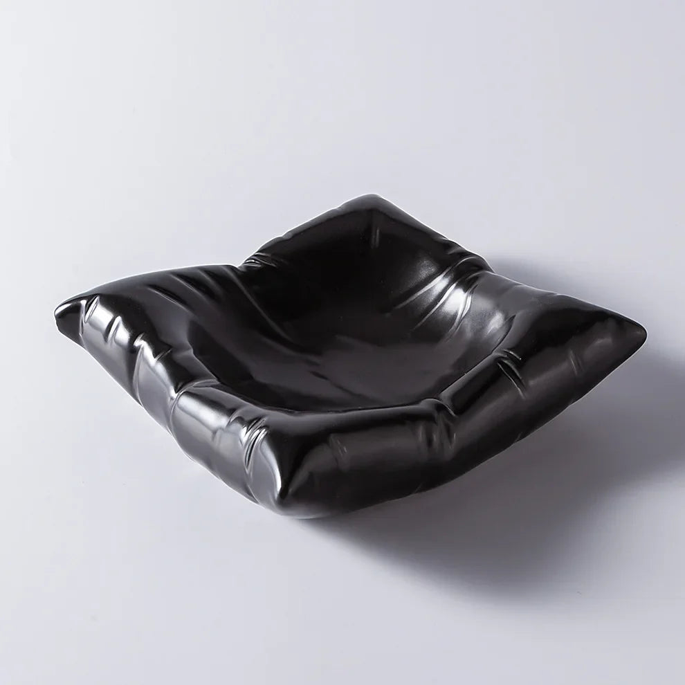 Ceramic Pillow Shaped Serving Plate for Modern Dining