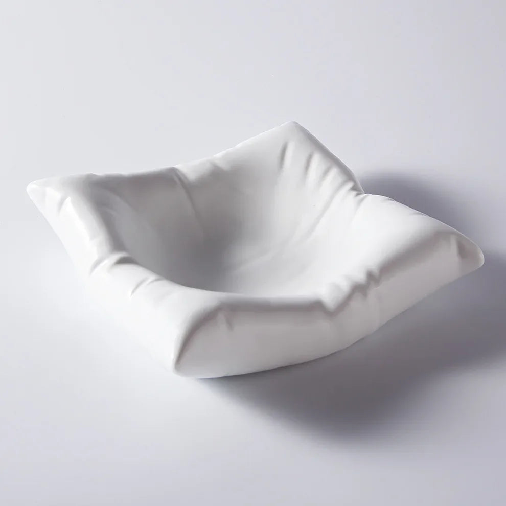 Ceramic Pillow Shaped Serving Plate for Modern Dining