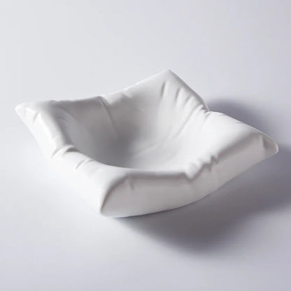 Ceramic Pillow Shaped Serving Plate for Modern Dining