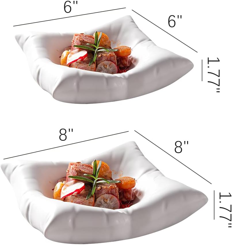 Ceramic Pillow Shaped Serving Plate for Modern Dining