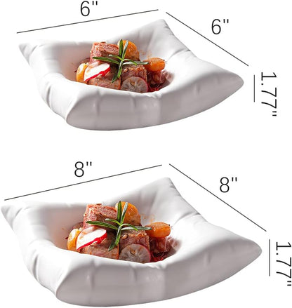 Ceramic Pillow Shaped Serving Plate for Modern Dining