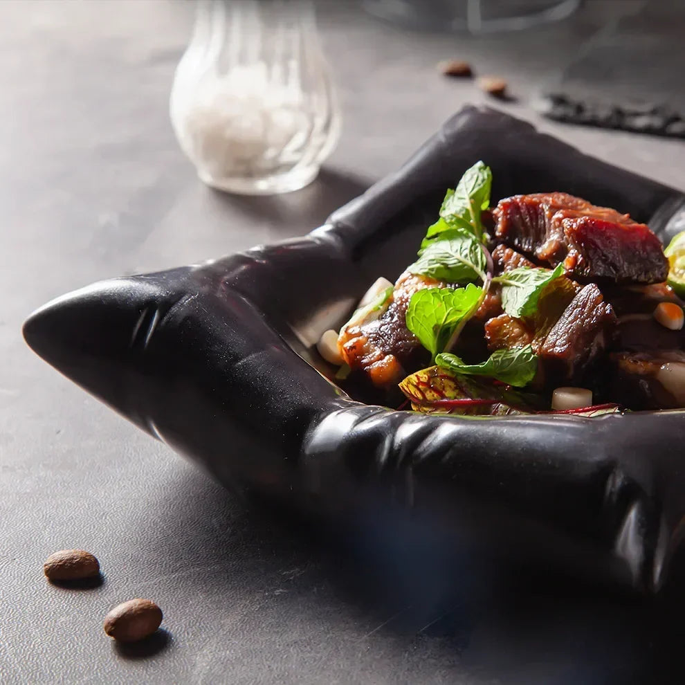 Ceramic Pillow Shaped Serving Plate for Modern Dining