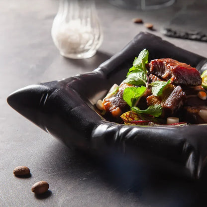 Ceramic Pillow Shaped Serving Plate for Modern Dining