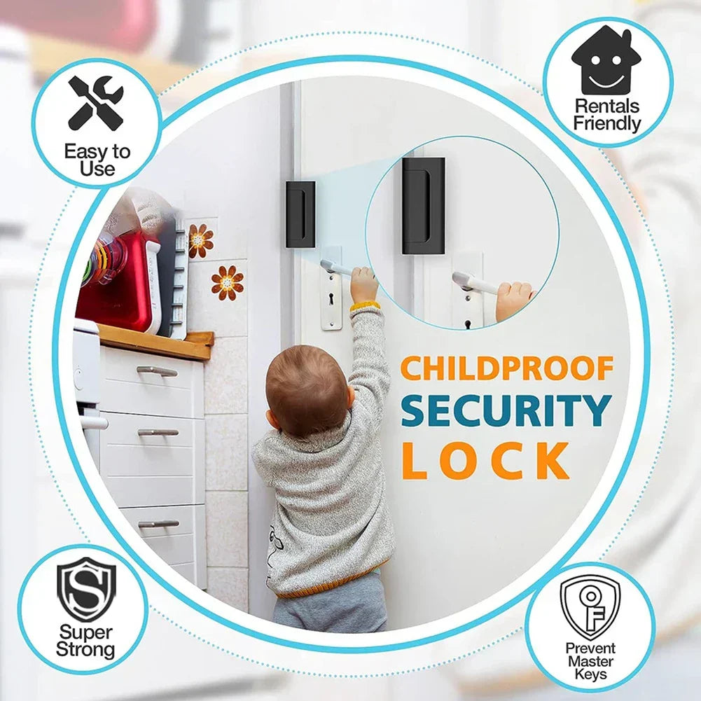 Childproof Door Security Latch Reinforced Safety Lock