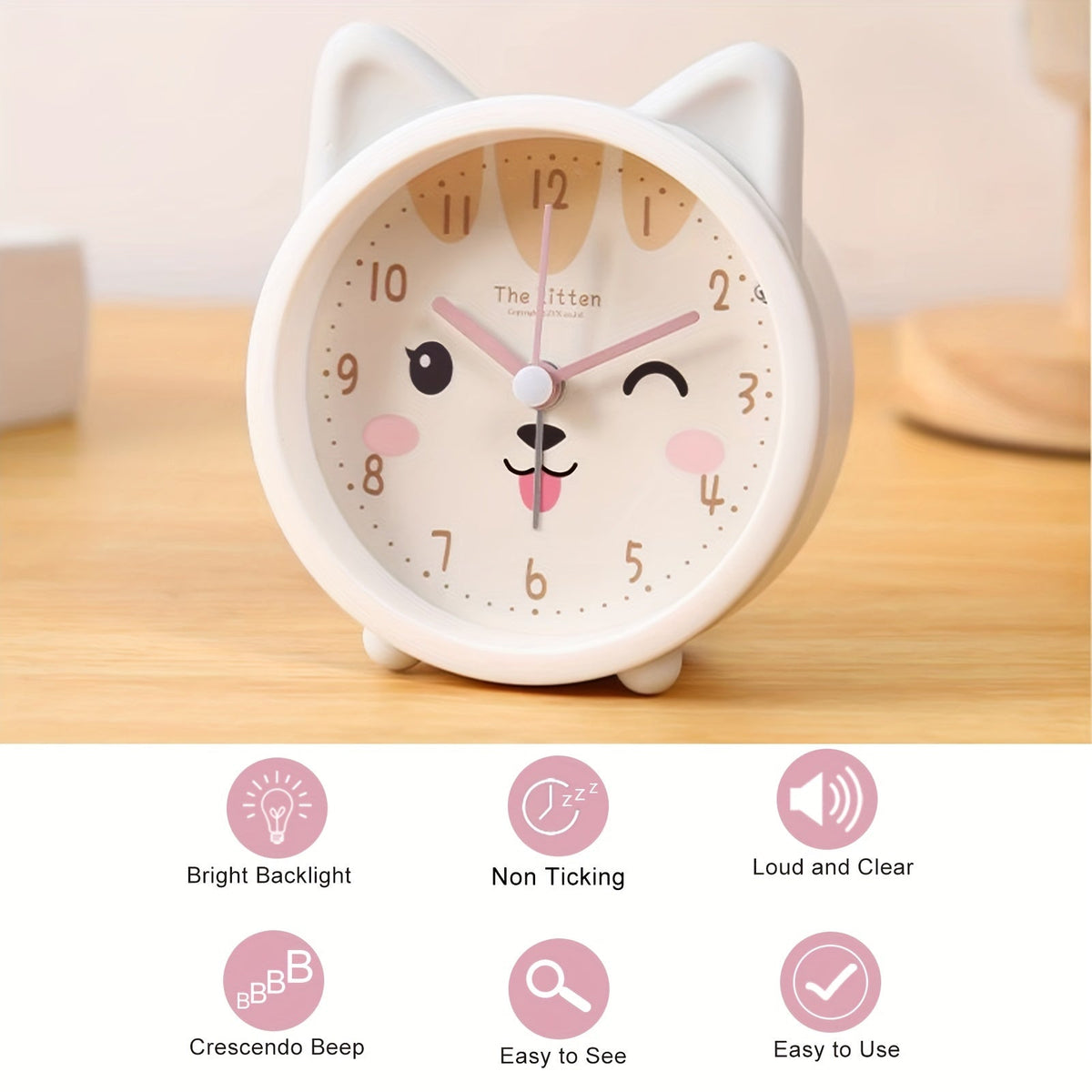 Children's Rabbit Alarm Clock with Silent Movement and Night Light