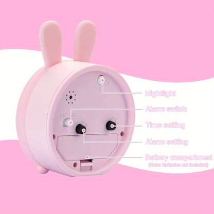 Children's Rabbit Alarm Clock with Silent Movement and Night Light