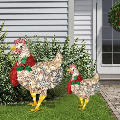 Christmas Chicken Garden Decoration With Scarf