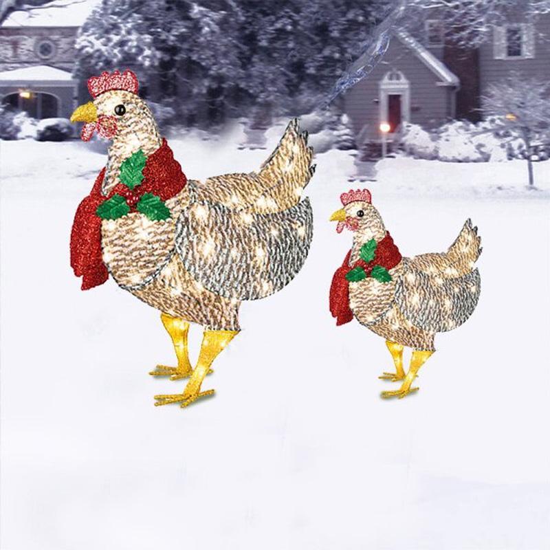 Christmas Chicken Garden Decoration With Scarf