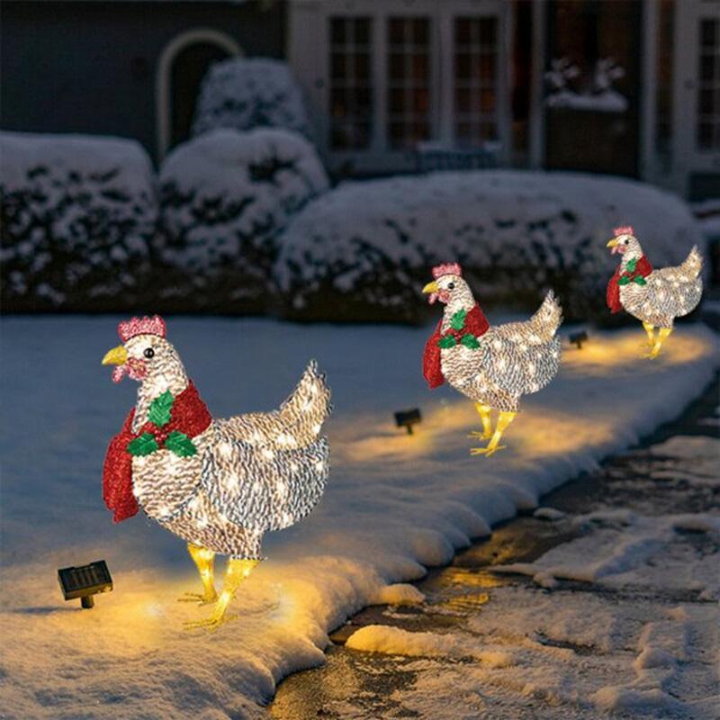 Christmas Chicken Garden Decoration With Scarf