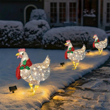 Christmas Chicken Garden Decoration With Scarf