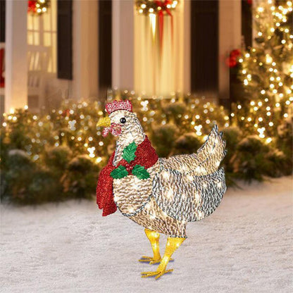 Christmas Chicken Garden Decoration With Scarf