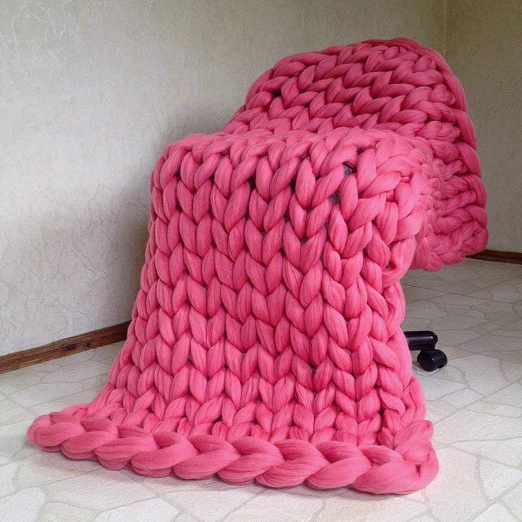 Chunky Hand Knit Throw Blanket