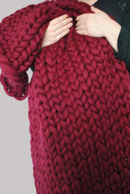 Chunky Hand Knit Throw Blanket