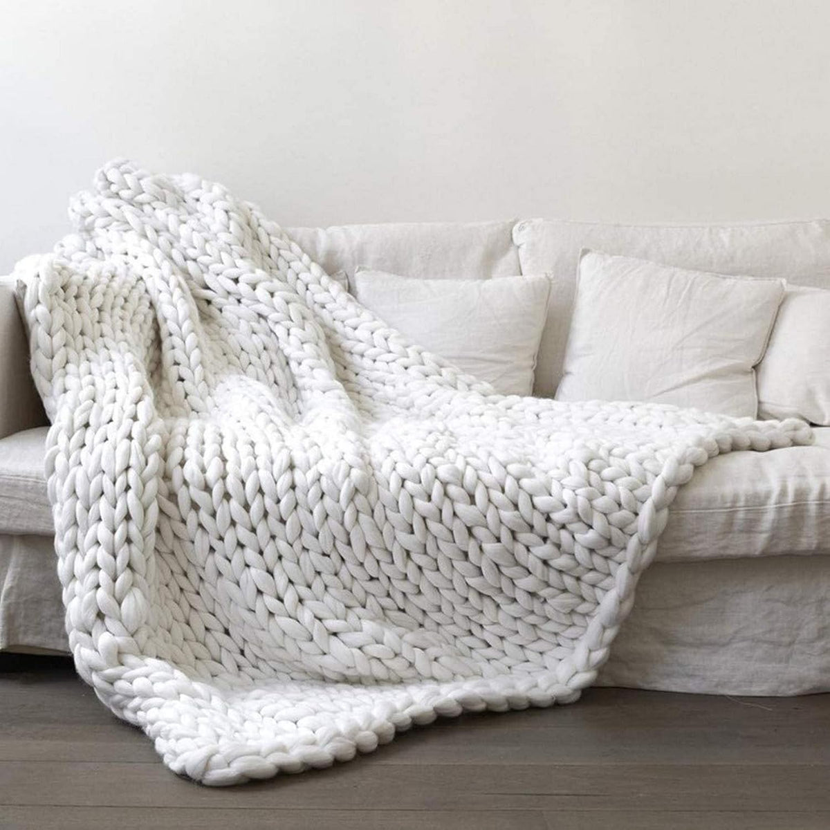 Chunky Hand Knit Throw Blanket