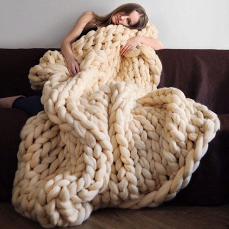 Chunky Hand Knit Throw Blanket