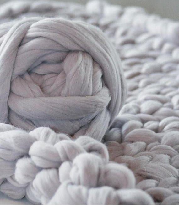 Chunky Hand Knit Throw Blanket