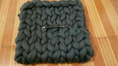 Chunky Hand Knit Throw Blanket