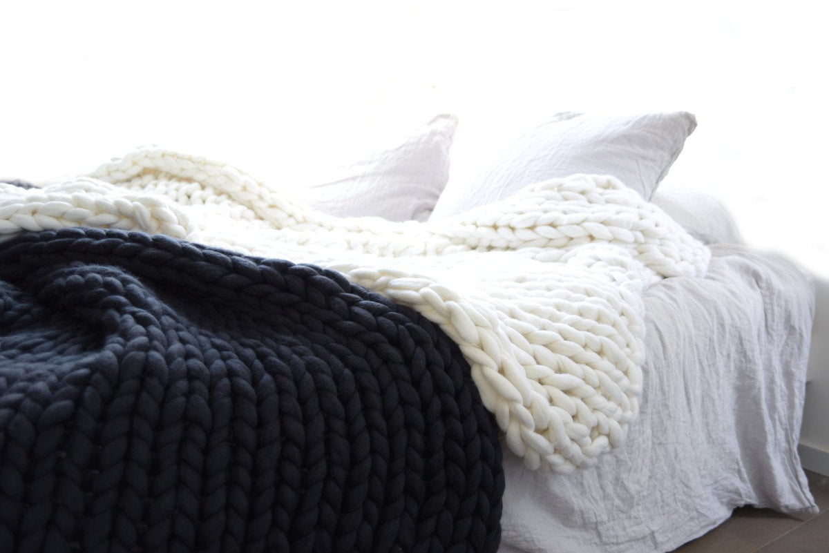 Chunky Hand Knit Throw Blanket
