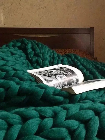 Chunky Knit Throw Blanket Soft Cozy Decorative Blanket
