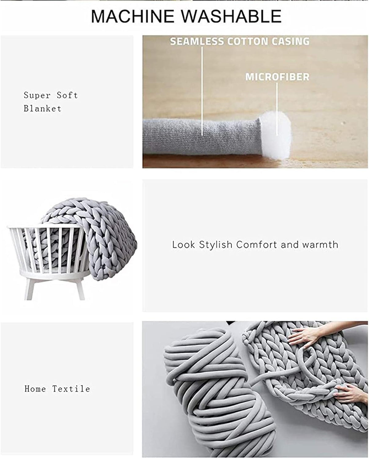 Chunky Knit Throw Blanket Soft Cozy Decorative Blanket