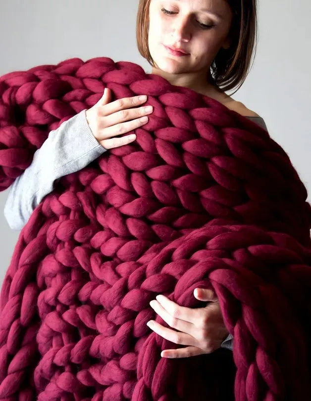 Chunky Knit Throw Blanket Soft Cozy Decorative Blanket
