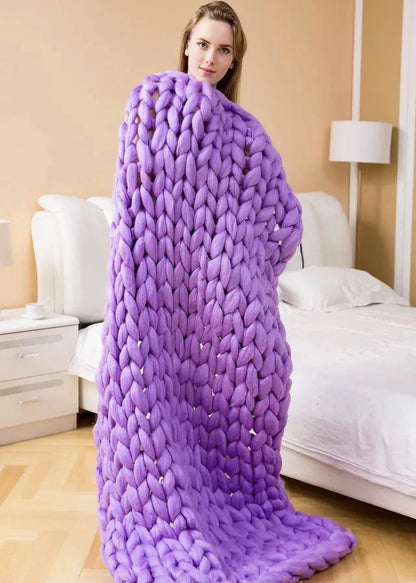Chunky Knit Throw Blanket Soft Cozy Decorative Blanket