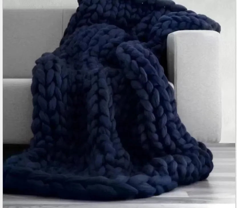 Chunky Knit Throw Blanket Soft Cozy Decorative Blanket