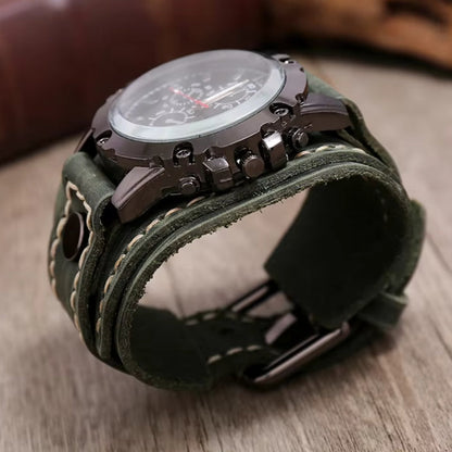 Classic Men's Leather Strap Quartz Watch Stainless Steel
