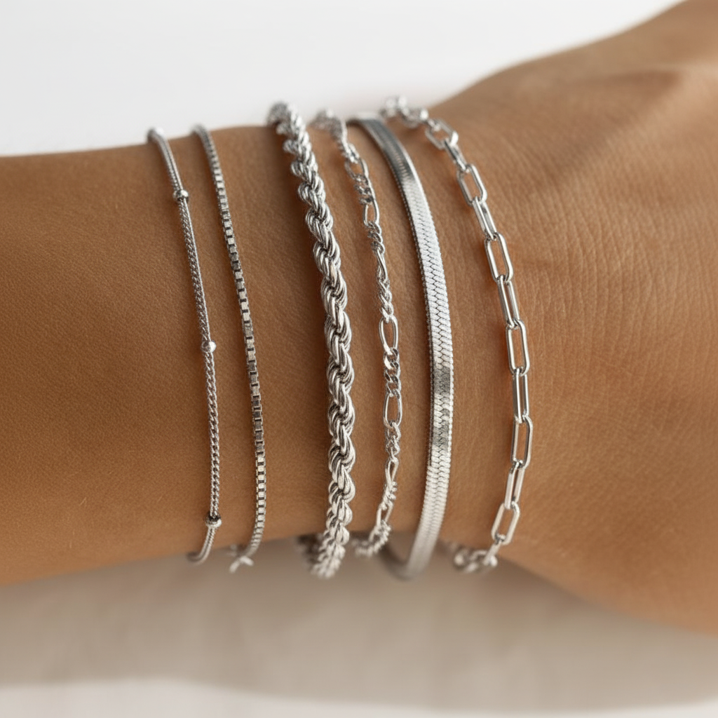 Classic Stainless Steel Layered Bracelet Set
