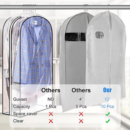 Clear Gusseted Garment Bags 3 Pack With Side Zipper