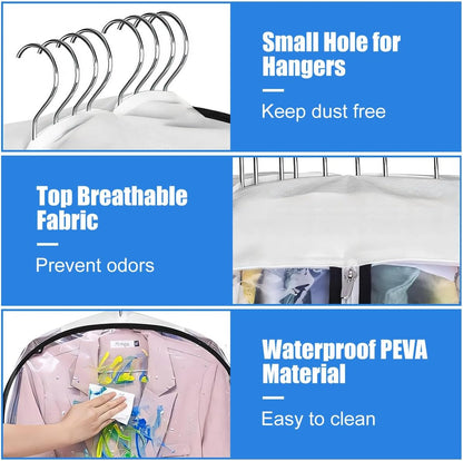 Clear Gusseted Garment Bags 3 Pack With Side Zipper