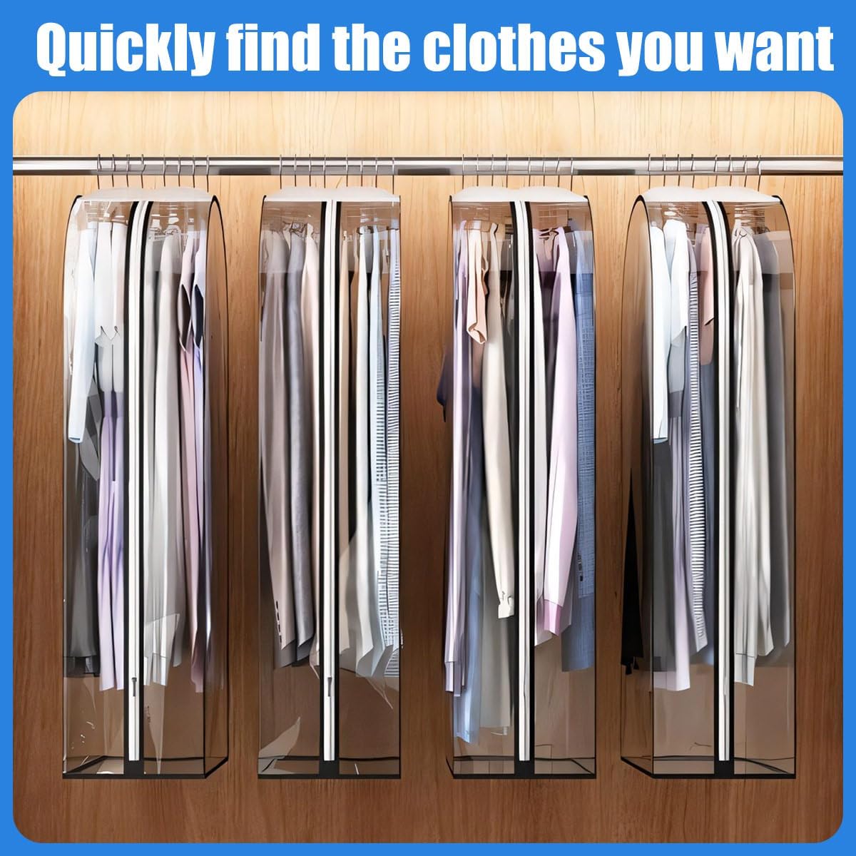 Clear Gusseted Garment Bags 3 Pack With Side Zipper