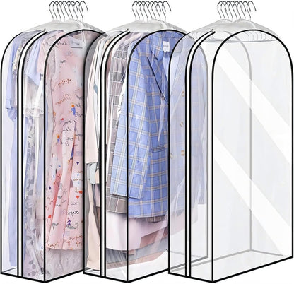 Clear Gusseted Garment Bags 3 Pack With Side Zipper