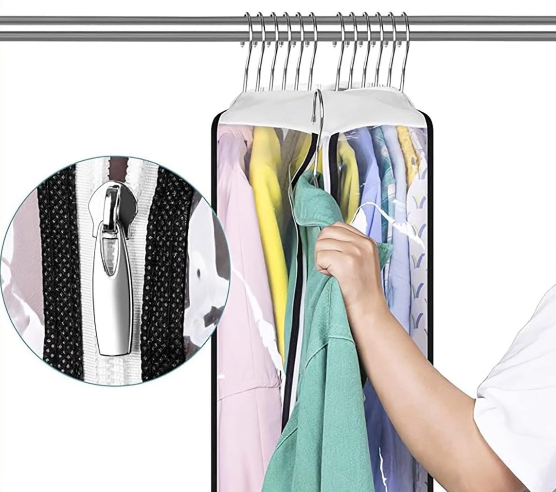 Clear Gusseted Garment Bags 3 Pack With Side Zipper