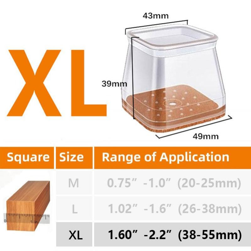 Clear Silicone Chair Leg Floor Protectors with Felt Pads