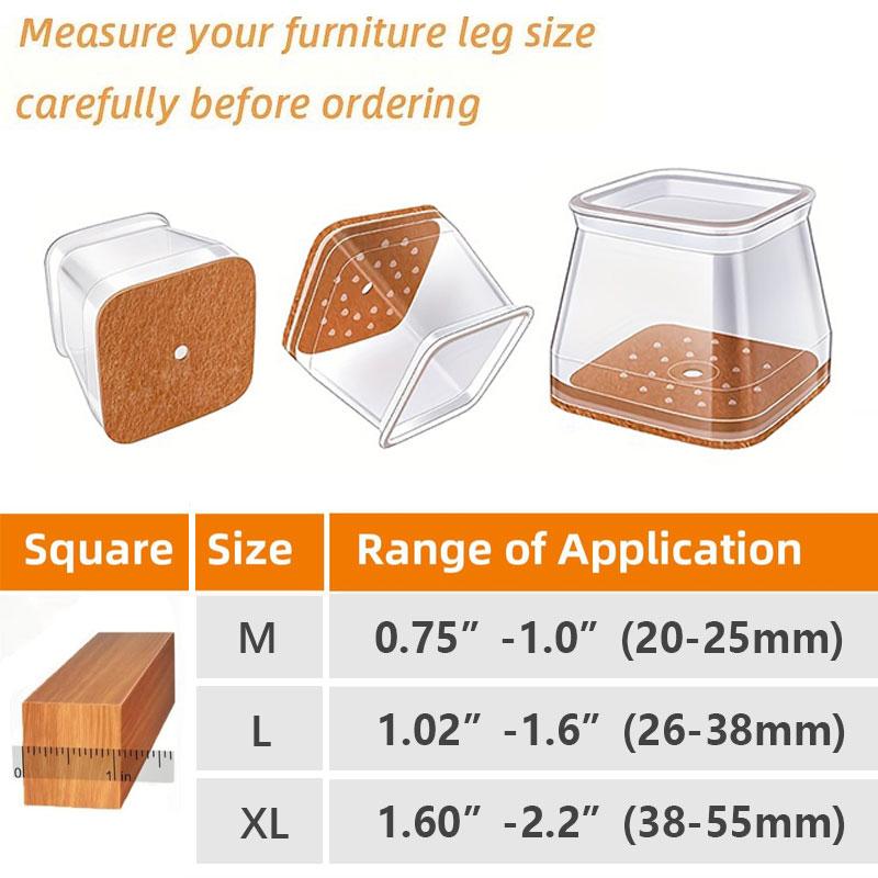 Clear Silicone Chair Leg Floor Protectors with Felt Pads