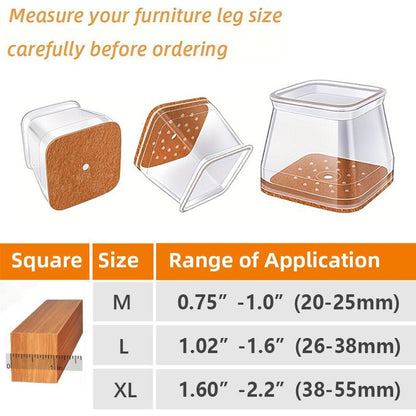 Clear Silicone Chair Leg Floor Protectors with Felt Pads