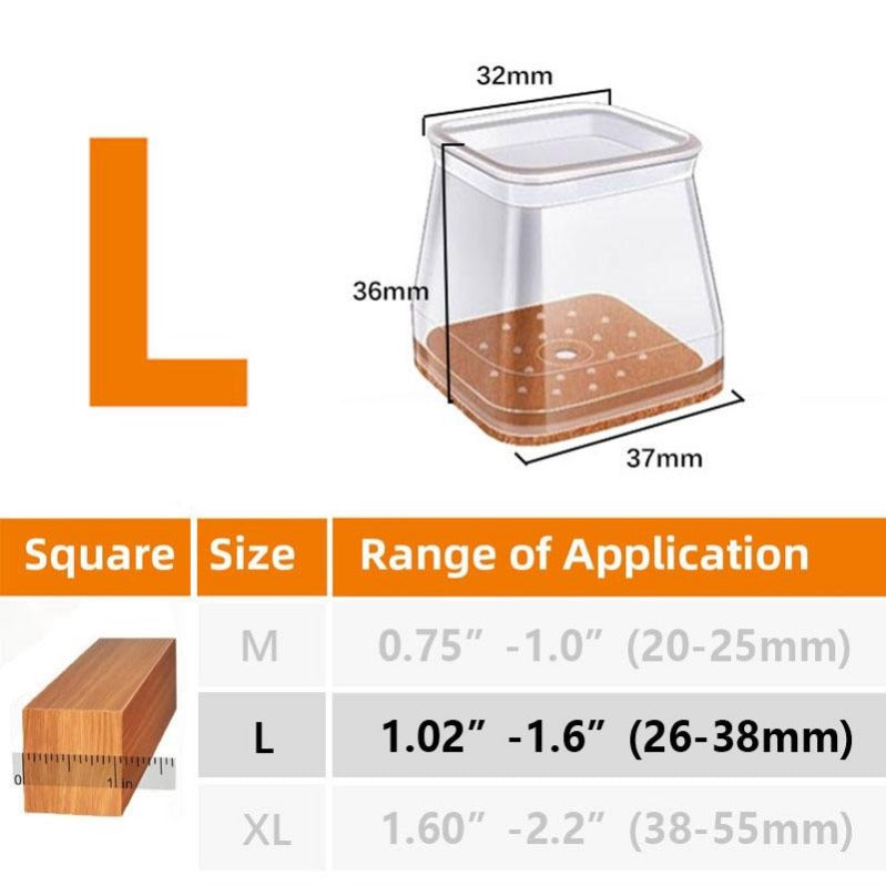 Clear Silicone Chair Leg Floor Protectors with Felt Pads