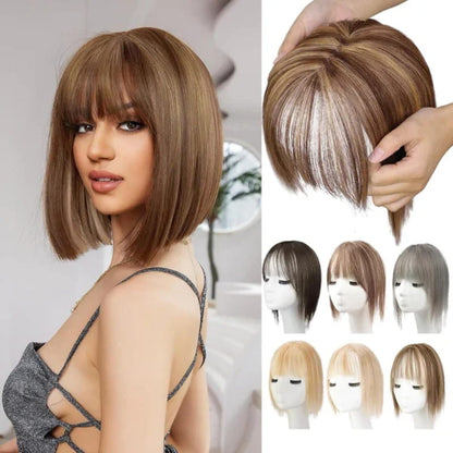 Clip In Hair Topper with Natural Bangs for Women