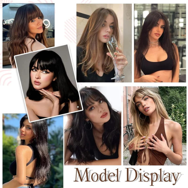 Clip In Hair Topper with Natural Bangs for Women